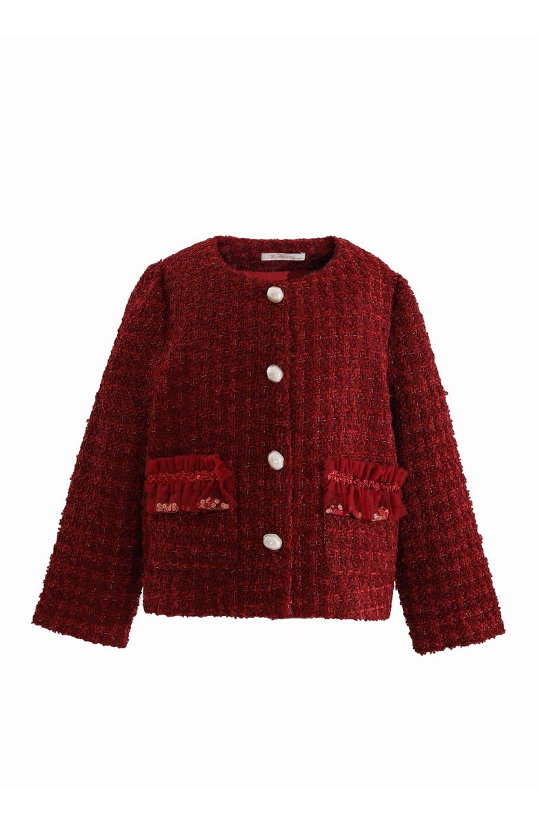 Tulleen Tweed Button-Up Jacket, Main, color, Red