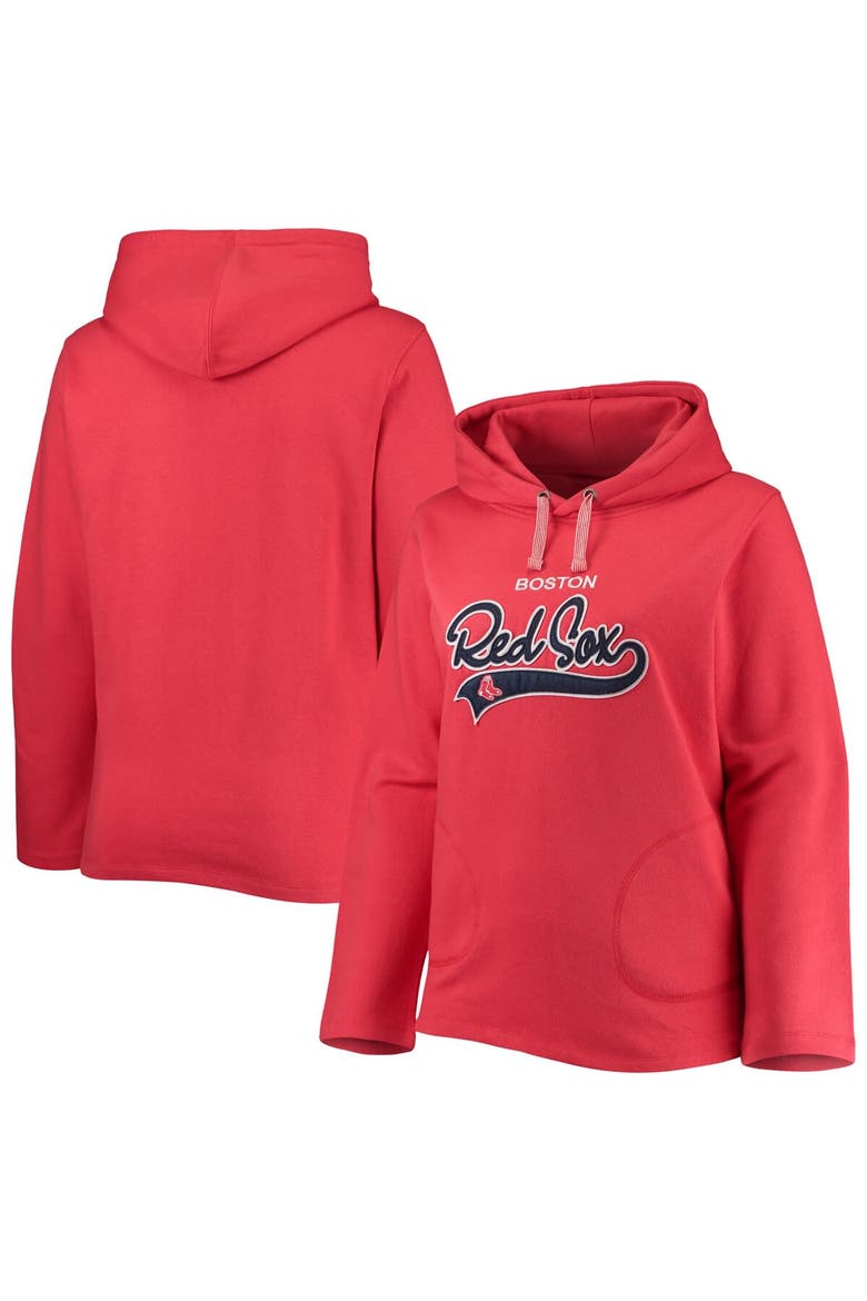 Women's Soft as a Grape Red Boston Red Sox Plus Size Side Split Pullover Hoodie, Main, color, Red