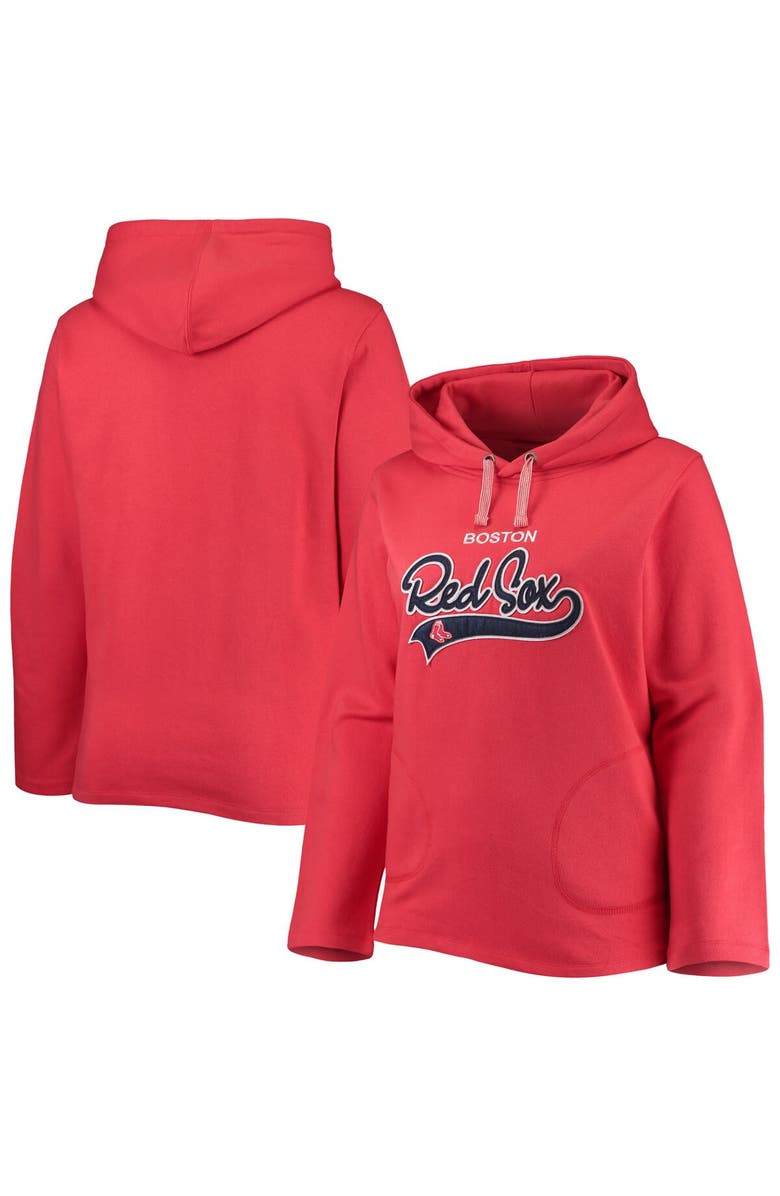 SOFT AS A GRAPE Women's Soft as a Grape Red Boston Red Sox Plus Size Side Split Pullover Hoodie, Main, color, Red