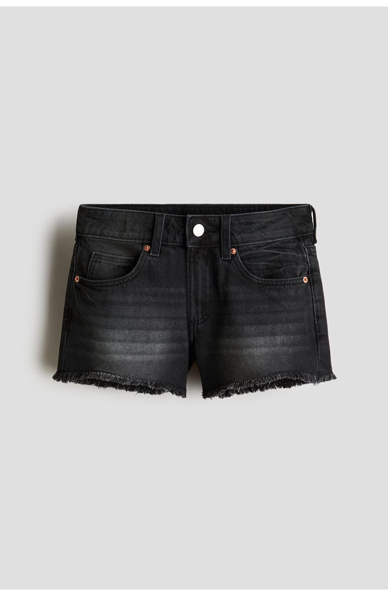 H&M Relaxed-fit denim shorts, Main, color, Denim Black