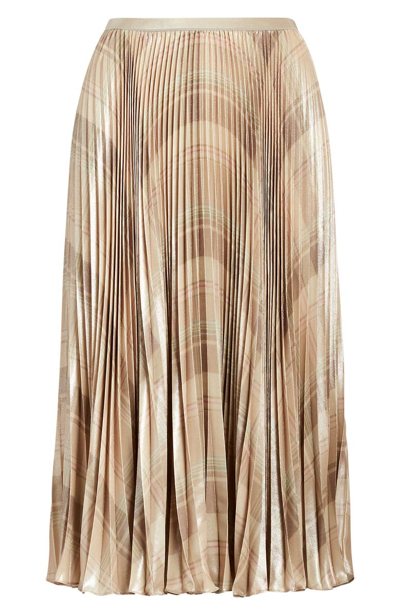 Polo Ralph Lauren Rese Metallic Plaid Pleated Skirt, Alternate, color, 
