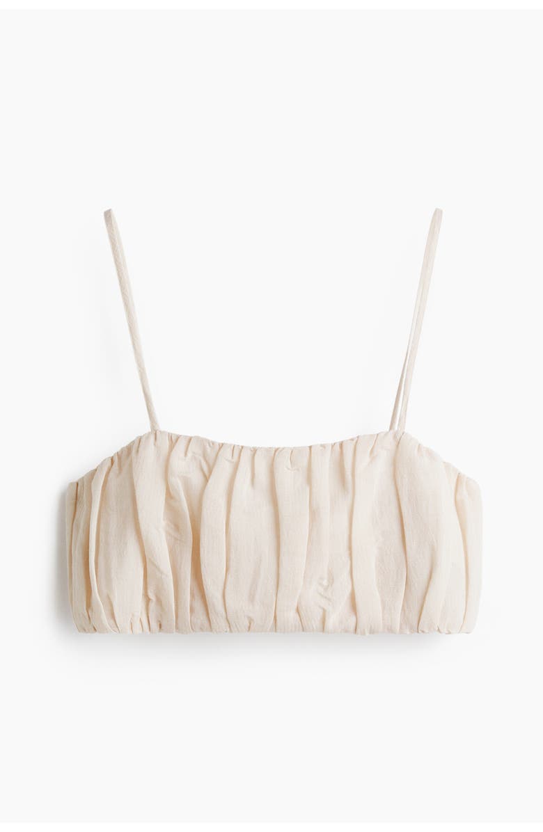 H&M Gathered Crop Top, Main, color, Light Beige
