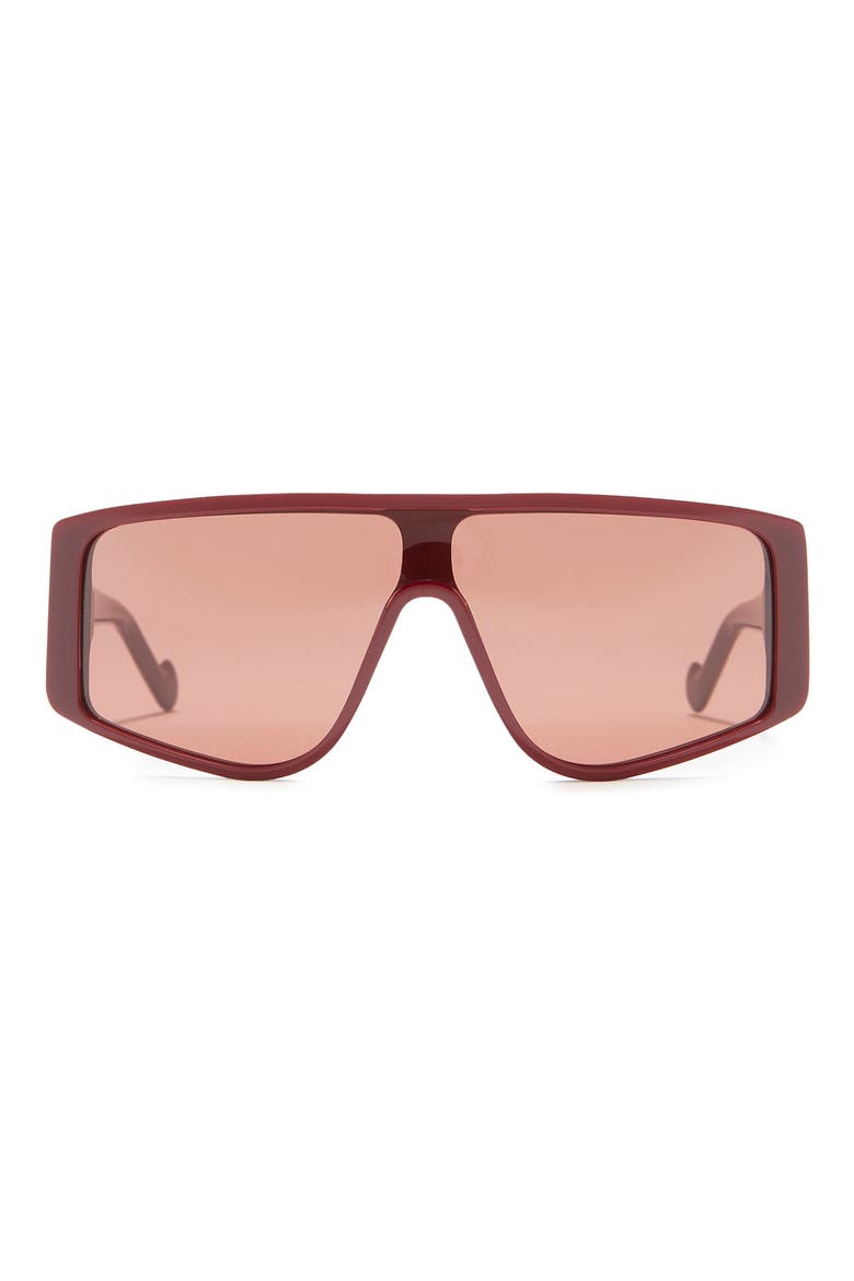 136mm Whitewash Shield Sunglasses, Main, color, BURGUNDY / BURGUNDY MONO