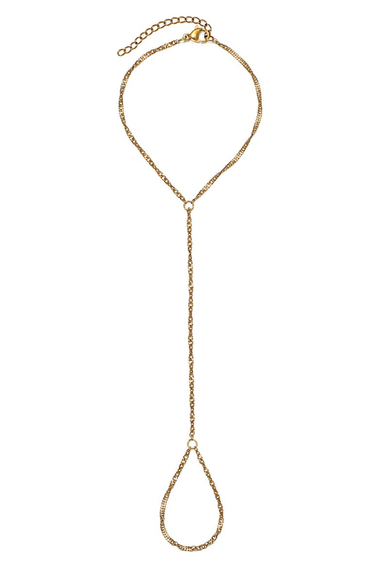 18K Gold Plated Hand Chain Bracelet, Main, color, GOLD