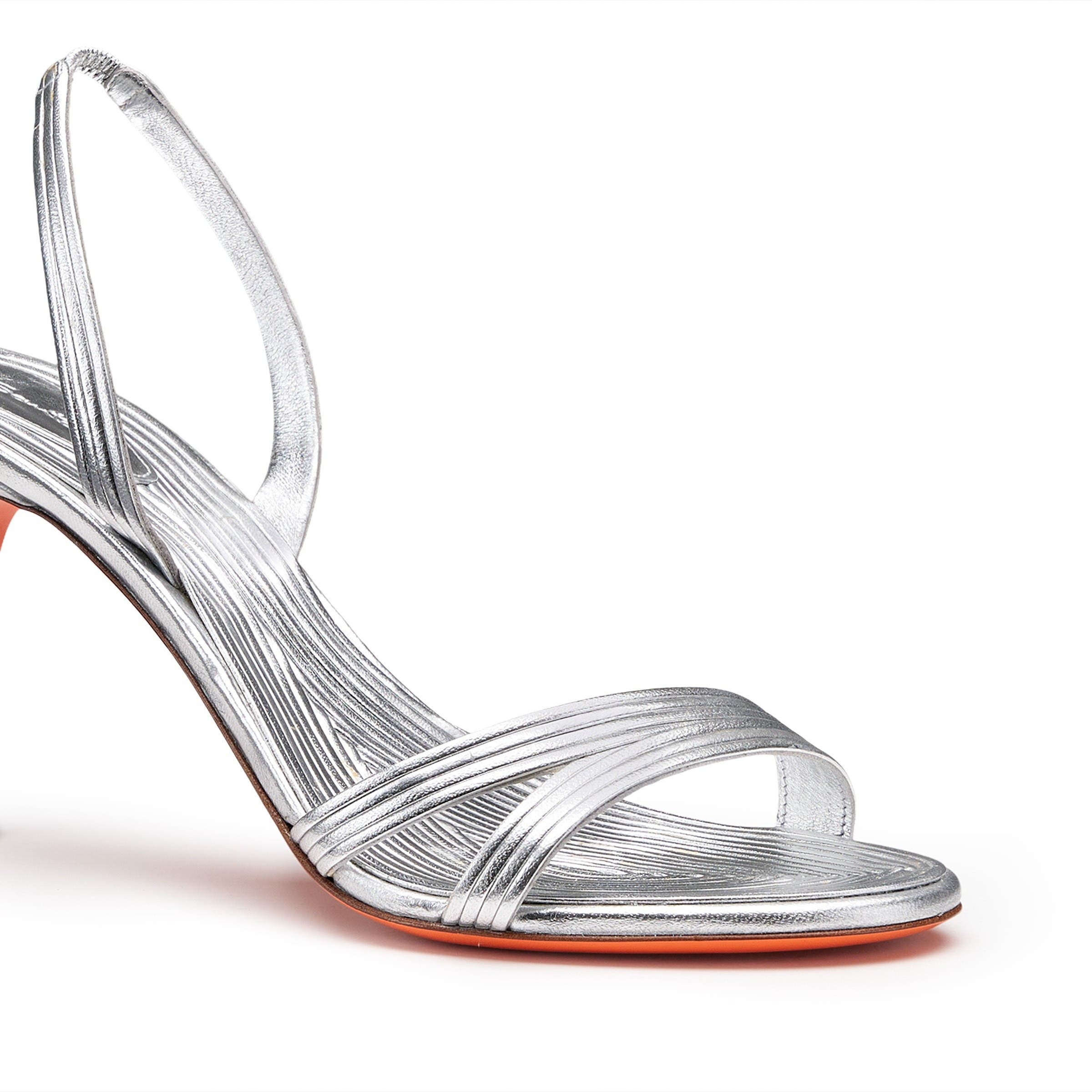 Santoni Women's mid-heel sandal, Alternate, color, Silver