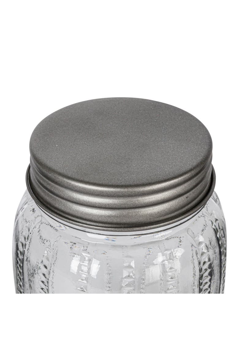 Embossed Glass Jar with Metal Lid "Tea", Clear, Alternate, color, Clear