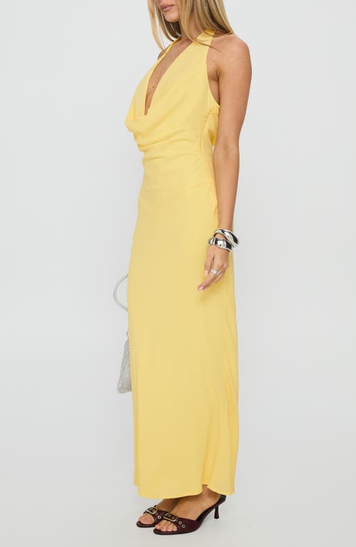 Princess Polly Ocean Boulevard Plunge Halter Neck Maxi Dress In Yellow