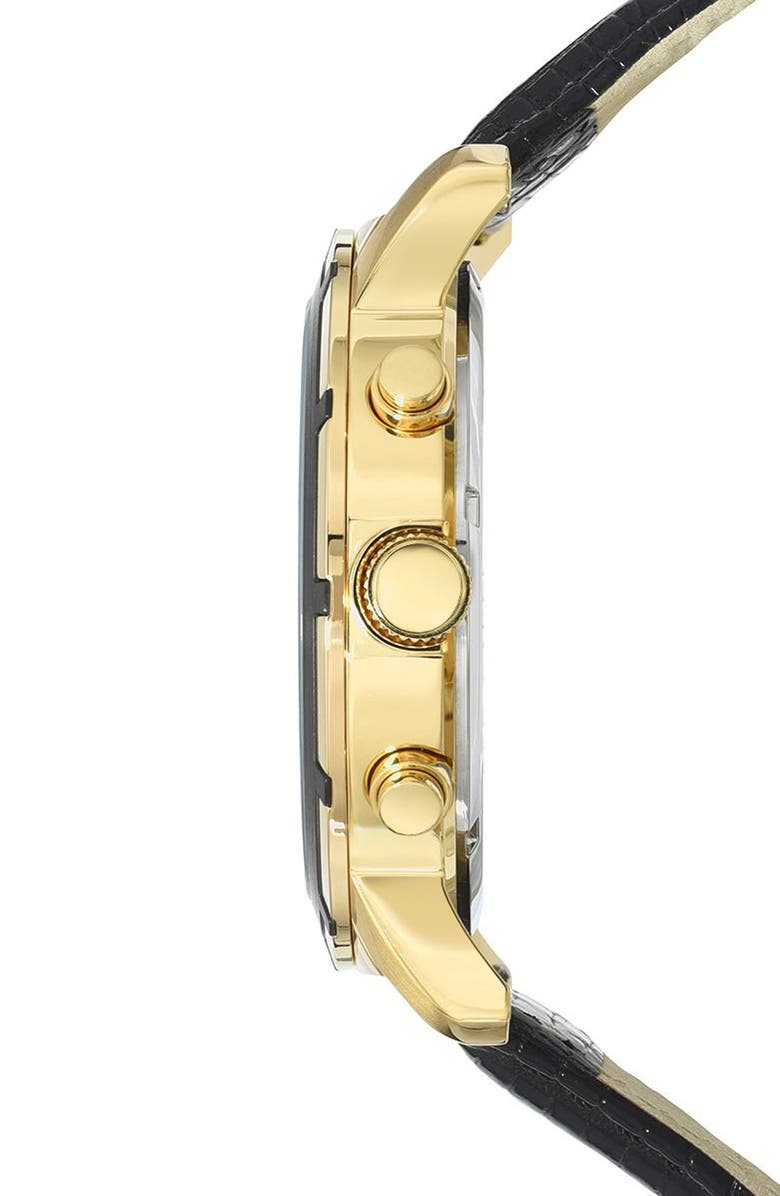 PORSAMO BLEU NYC Chronograph Leather Strap Watch, 38mm, Alternate, color, Black