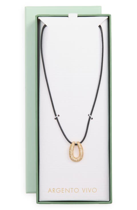 Pavé Crystal Horseshoe Pendant Cord Necklace
