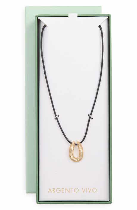 Pavé Crystal Horseshoe Pendant Cord Necklace
