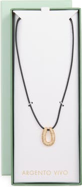 ARGENTO VIVO Pavé Crystal Horseshoe Pendant Cord Necklace