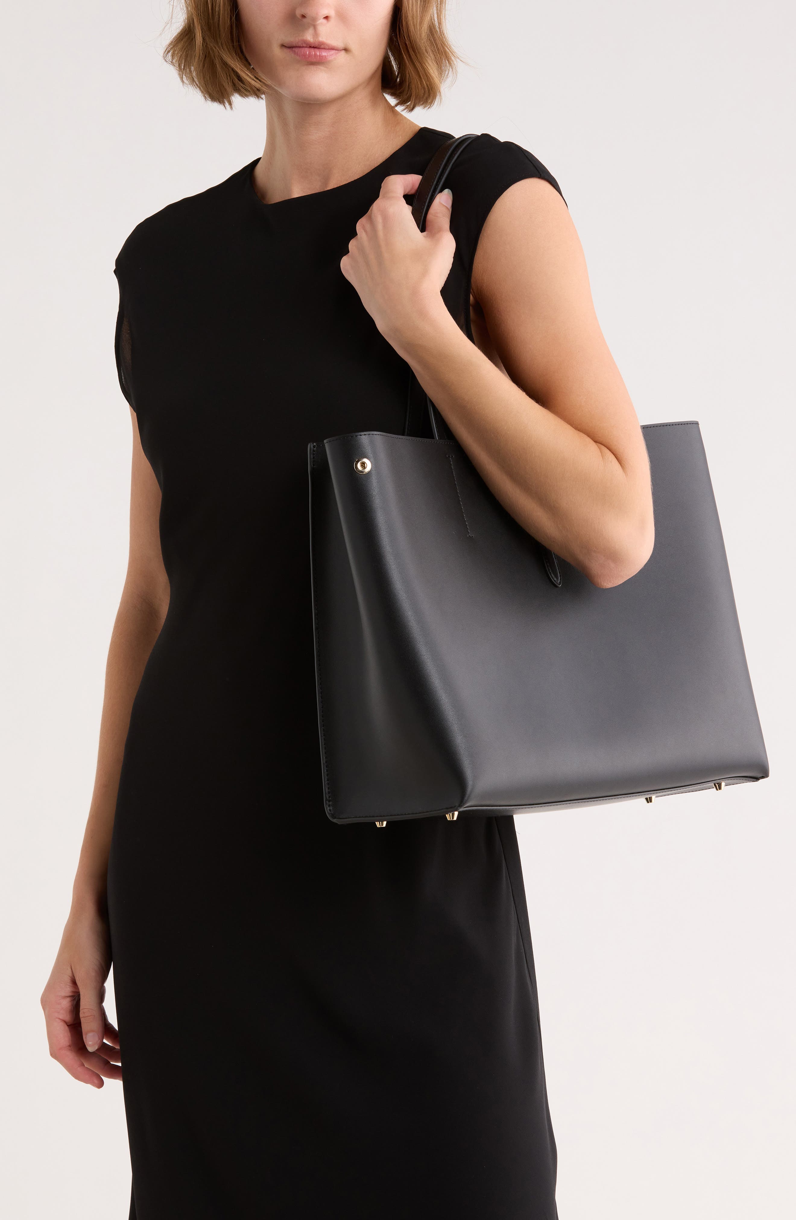 Furla Mia Sofia Leather Tote Bag, Alternate, color, Nero