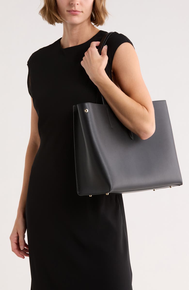 Furla Mia Sofia Leather Tote Bag, Alternate, color, Nero