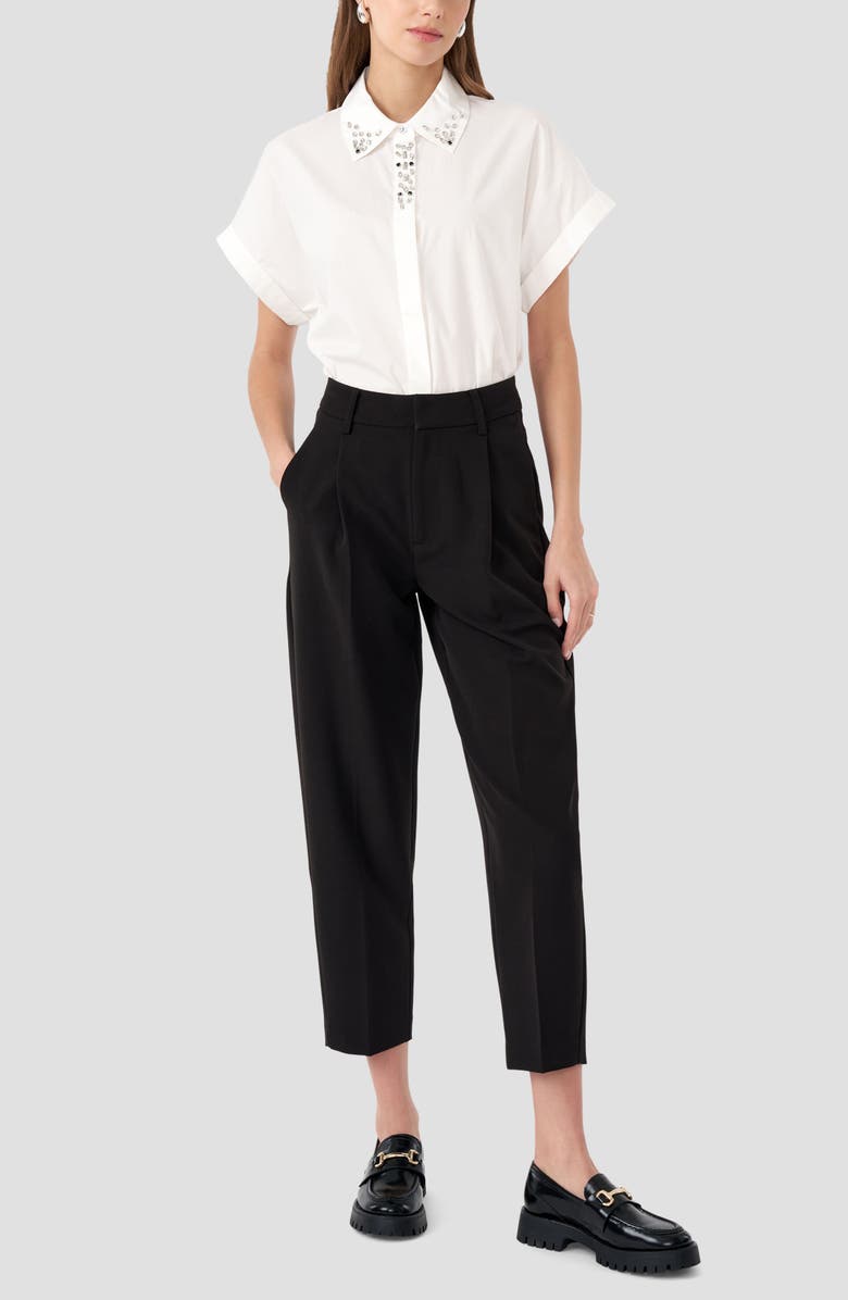 RM Rebecca Minkoff Crystal Dolman Button-Up Shirt, Alternate, color, White Solid