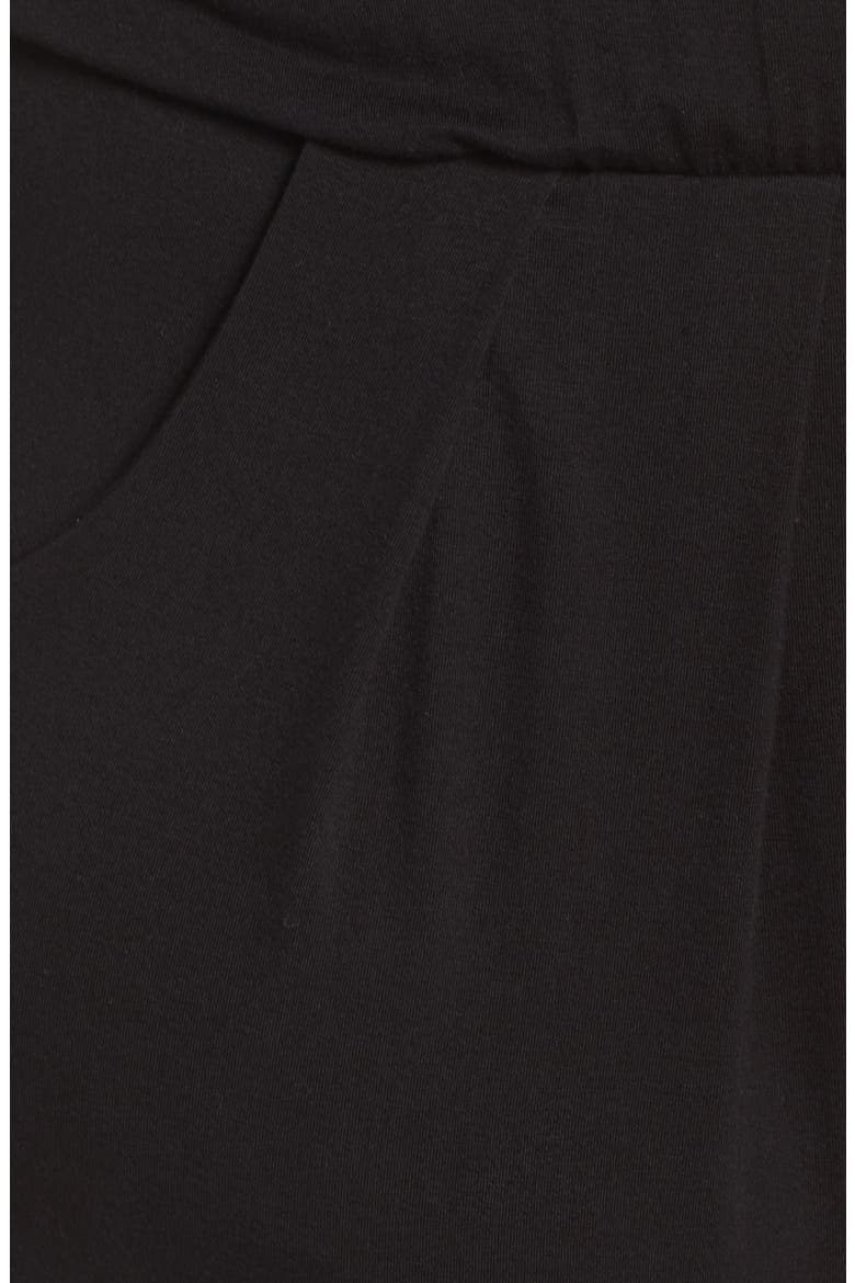 Short Sleeve Wrap Top Jumpsuit, Alternate, color, BLACK