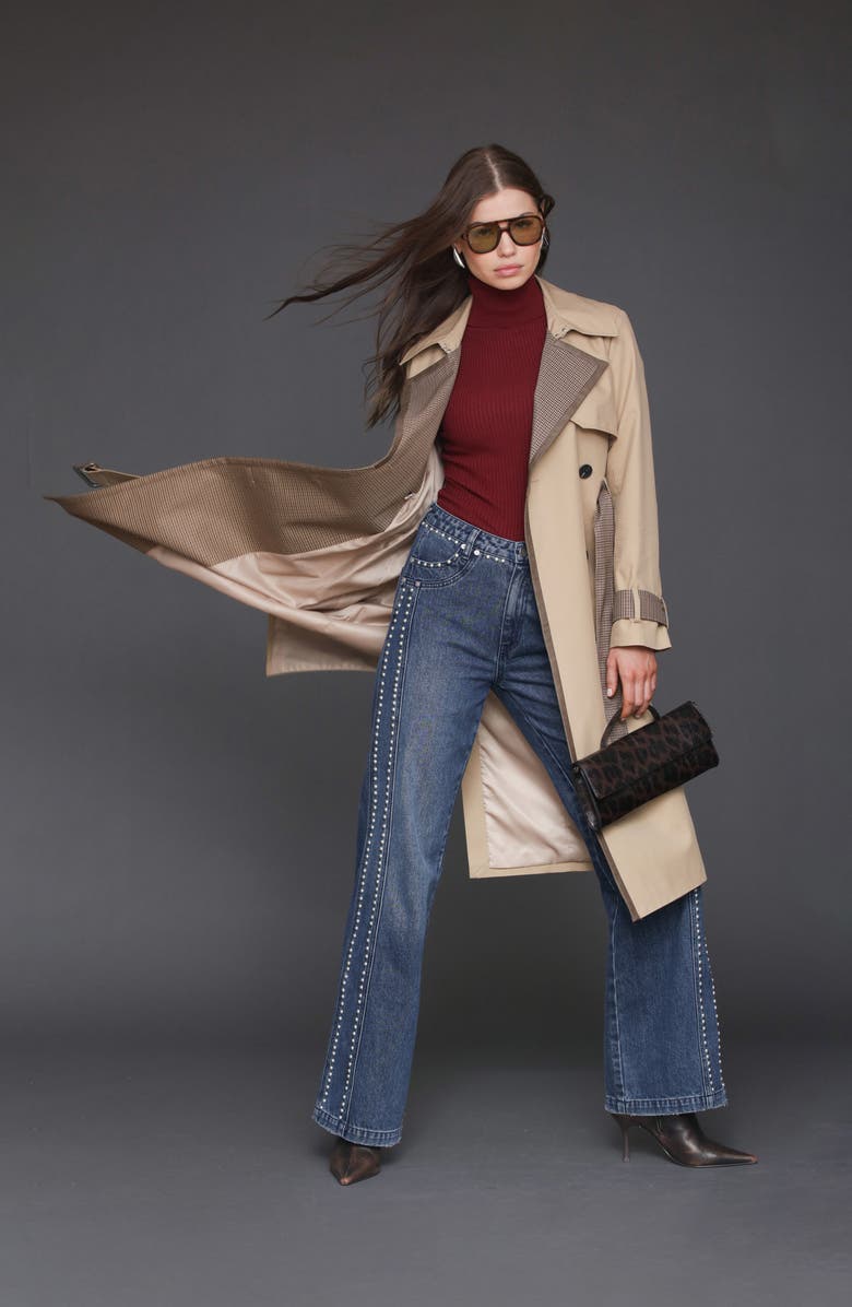 Avec Les Filles Pattern Block Trench Coat, Alternate, color, 