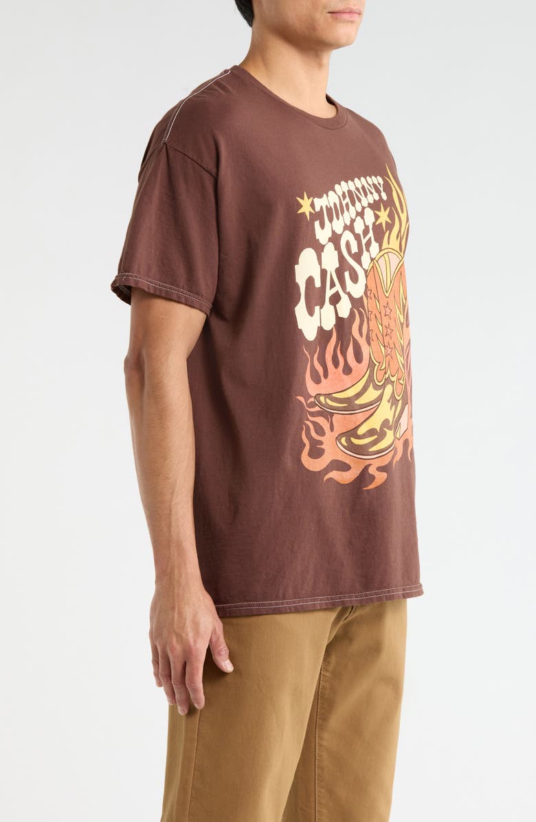 Merch Traffic Johnny Cash Boots Graphic T-Shirt, Alternate, color, Brown Pigment Dye
