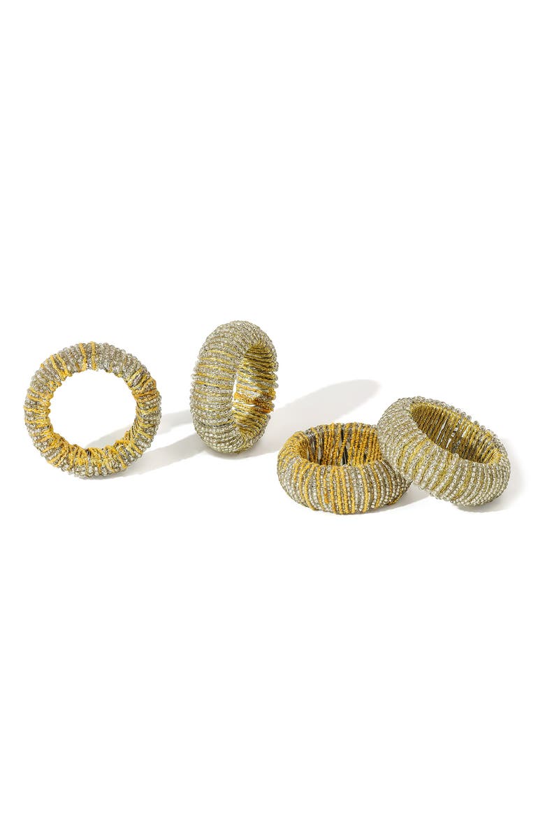 Tiramisu Gilded Halo Set of 4 Napkin Rings, Main, color, Gold/ Silver