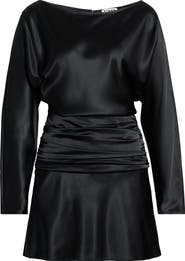 STAUD Freda Long Sleeve Silk Blend Minidress