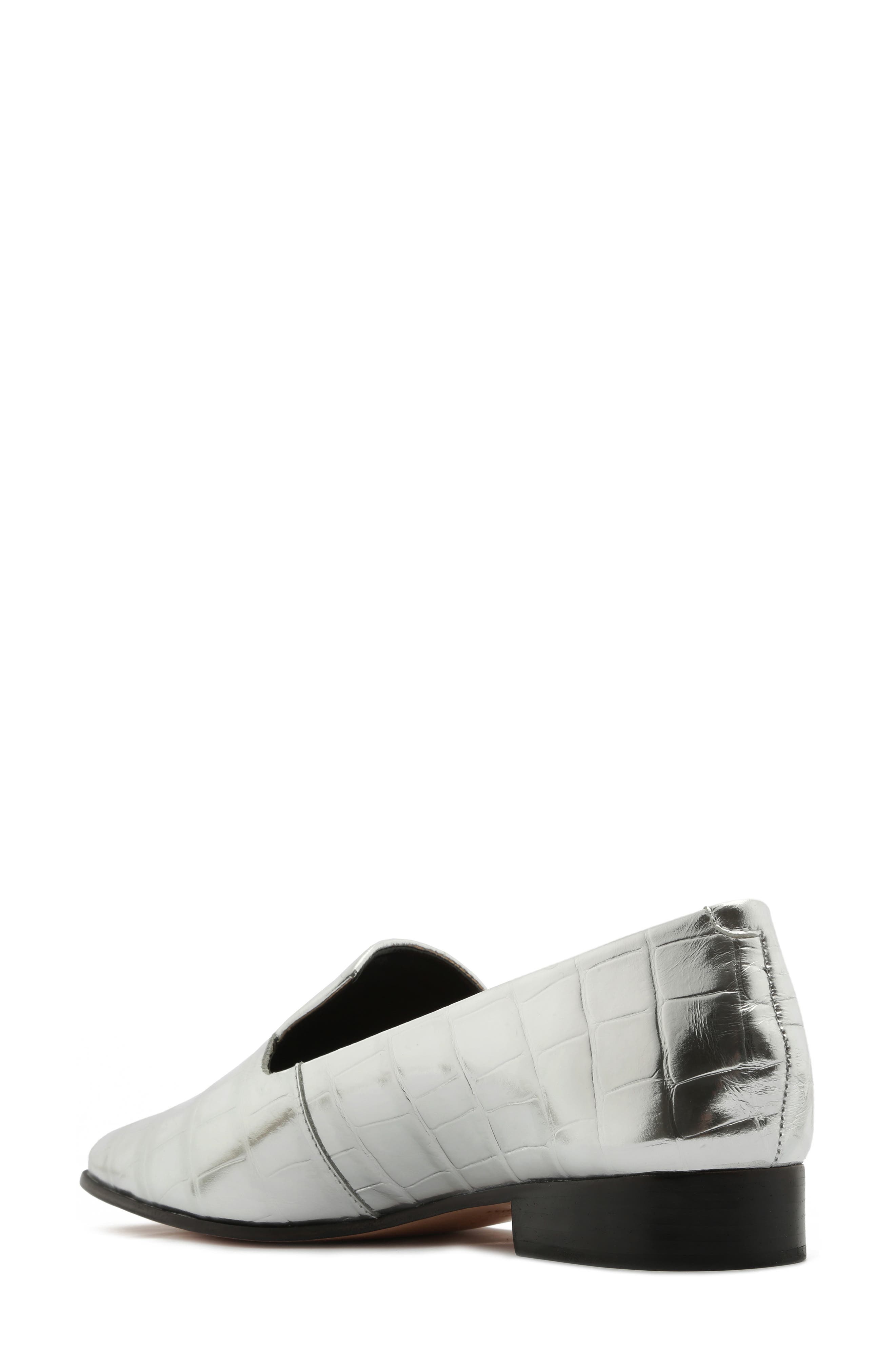 Schutz Flor Croc Embossed Metallic Loafer, Alternate, color, 