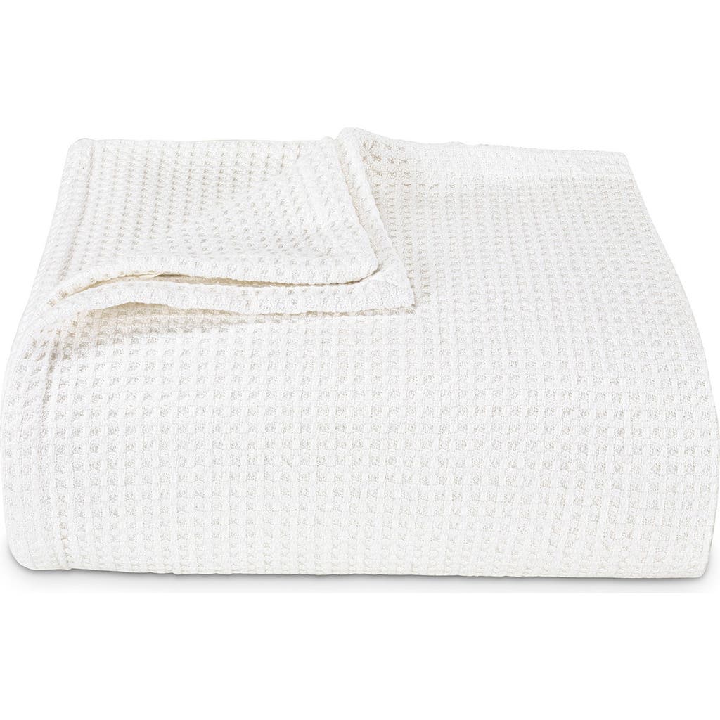 Vera Wang Waffle Weave Cotton Blanket In White