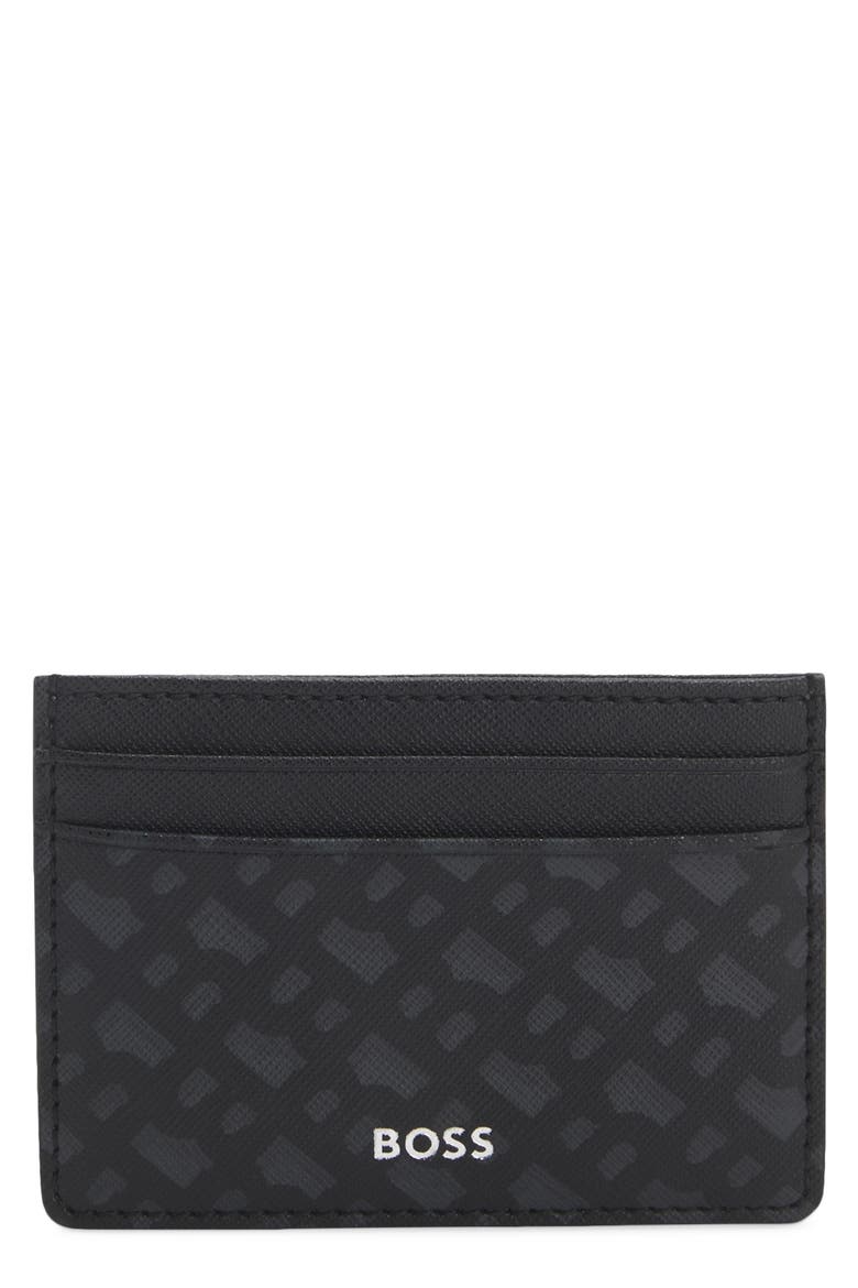 Zair Bonded Leather Card Holder, Main, color, BLACK