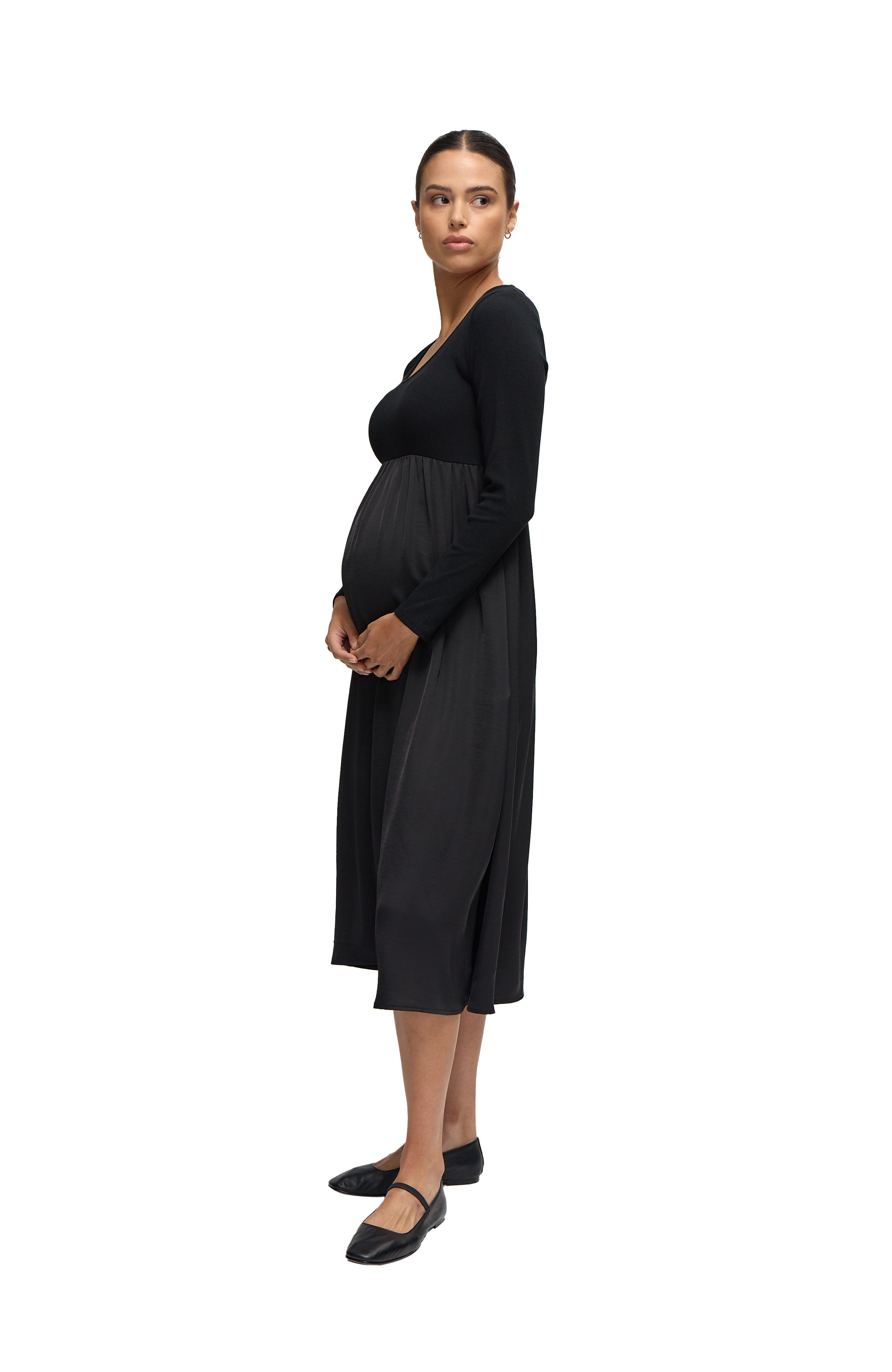 Mix Media Midi Maternity Dress - image 2