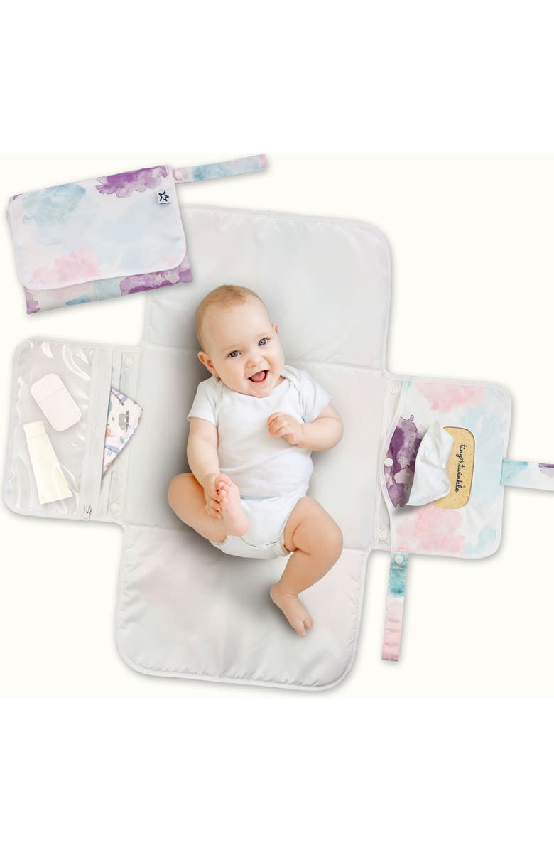 Tiny Twinkle Portable/Foldable Waterproof Diaper Changing Pad with Smart Wipes Pocket, Main, color, Cotton Candy