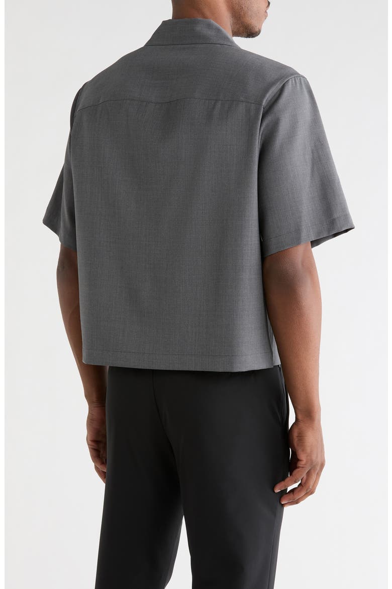 Boxy Short Sleeve Wool Button-Up Shirt, Alternate, color, LIGHT GREY MELANGE