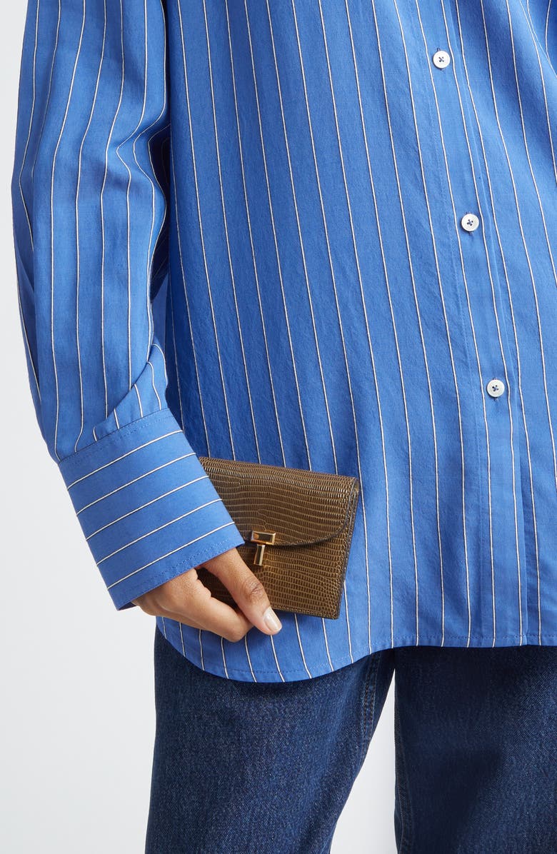 TOTEME T-Lock Lizard Embossed Leather Card Holder, Alternate, color, Dark Olive