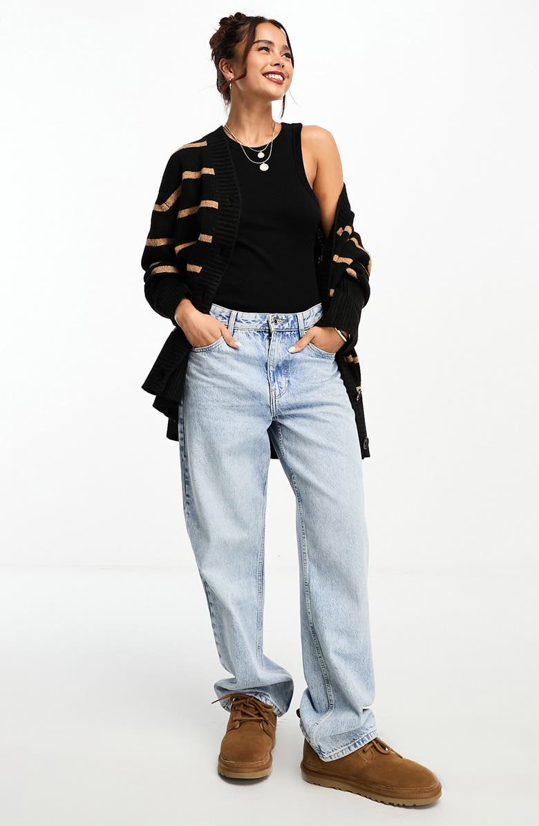 ASOS DESIGN Stripe Button Front Cardigan, Alternate, color,