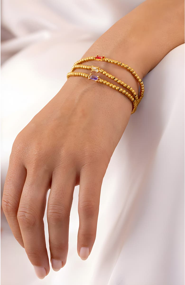 Mint & Lily Gold Beaded Birthstone Bracelet, Alternate, color, August Peridot