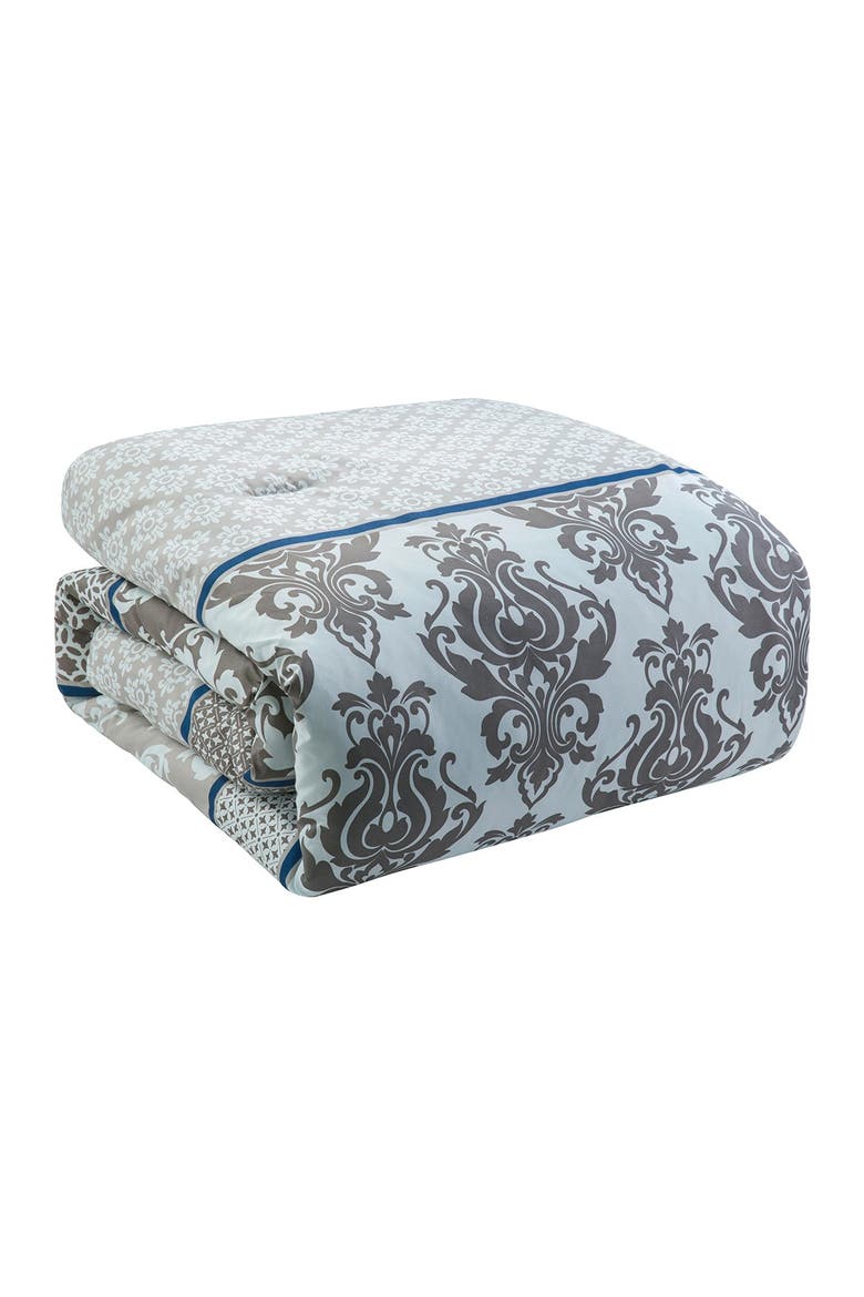 Beckham Blue Damask Bed-in-a-Bag Comforter Set - King, Alternate, color, BLUE
