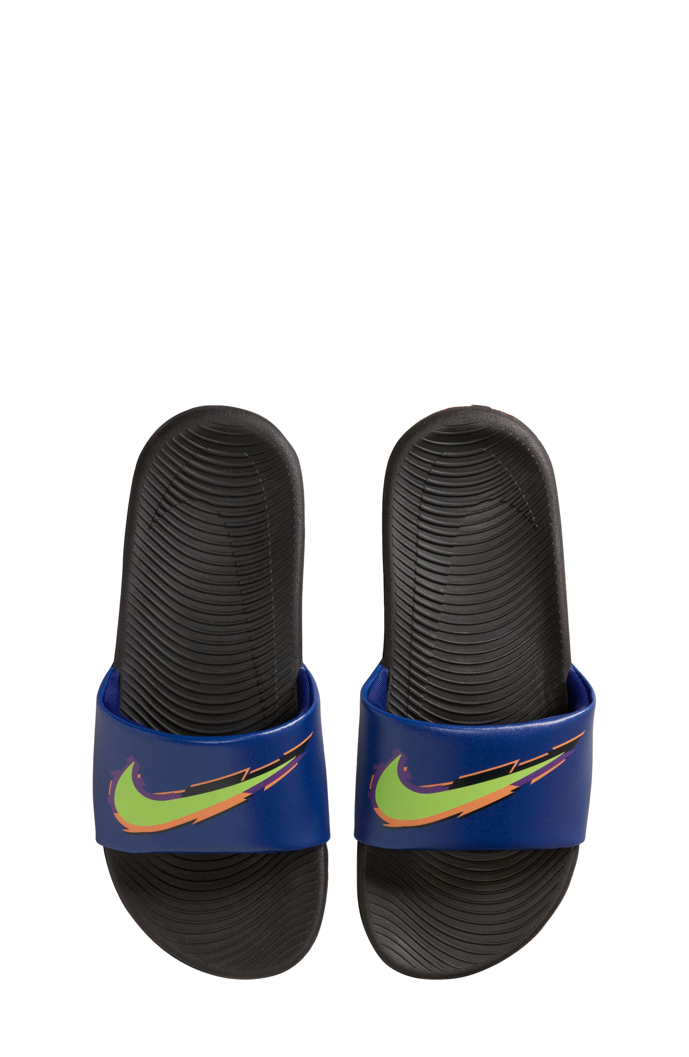 Nike Kids' Kawa Slide Sandal, Alternate, color, Black/ Green/ Blue/ Marakesh