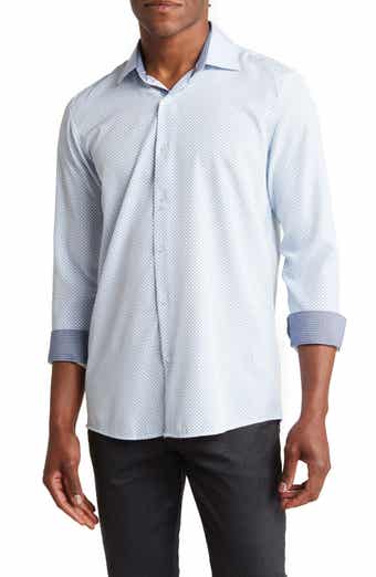 Azaro Uomo Slim Fit Geometric Print Performance Button-Up Shirt