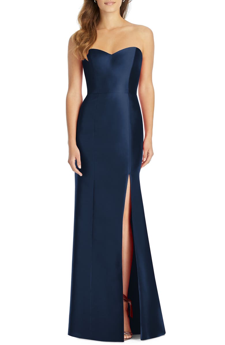 Alfred Sung Strapless Satin Trumpet Gown, Main, color,