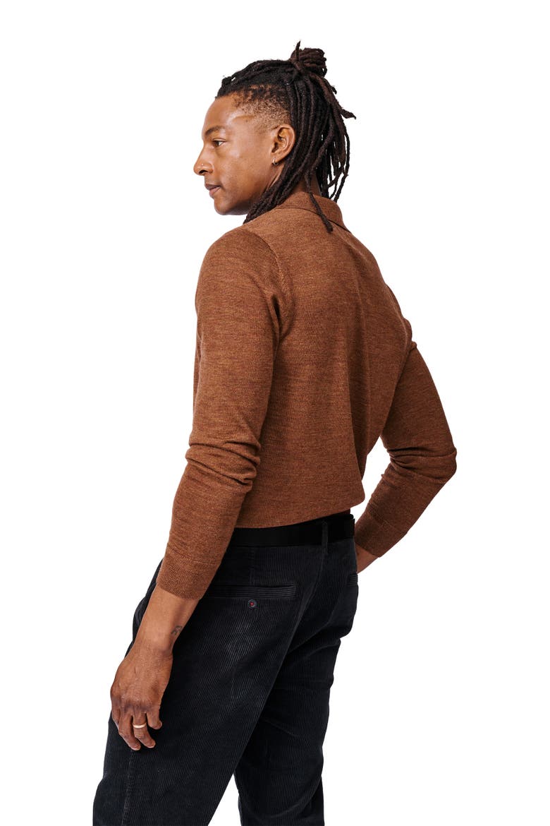 Chapel Merino Long Sleeve Polo, Alternate, color, Rust