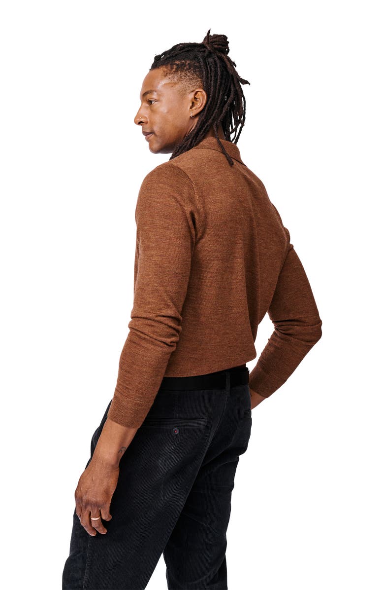 Aubin Chapel Merino Long Sleeve Polo, Alternate, color, Rust
