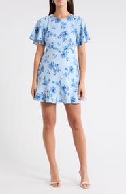 SUGARLIPS Floral Print Ruffle Hem Dress