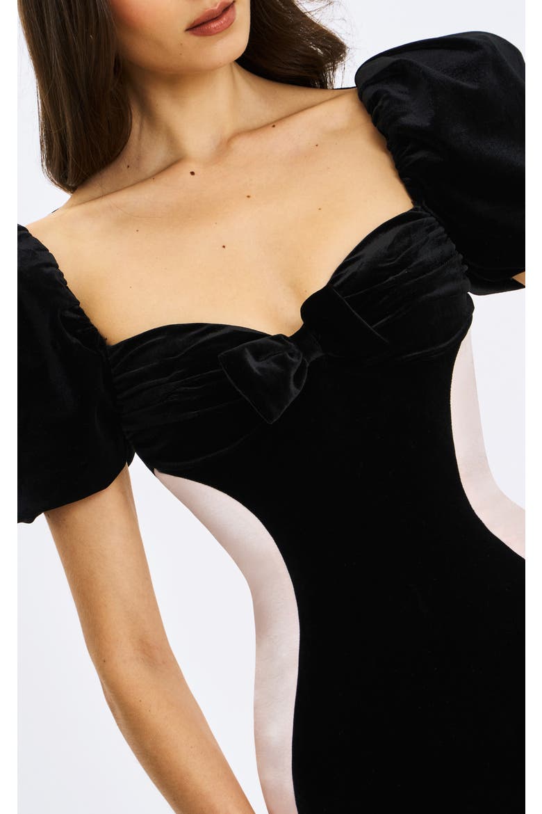 Nova Contoured Sweetheart Puff Sleeve Mini Dress, Alternate, color, Black