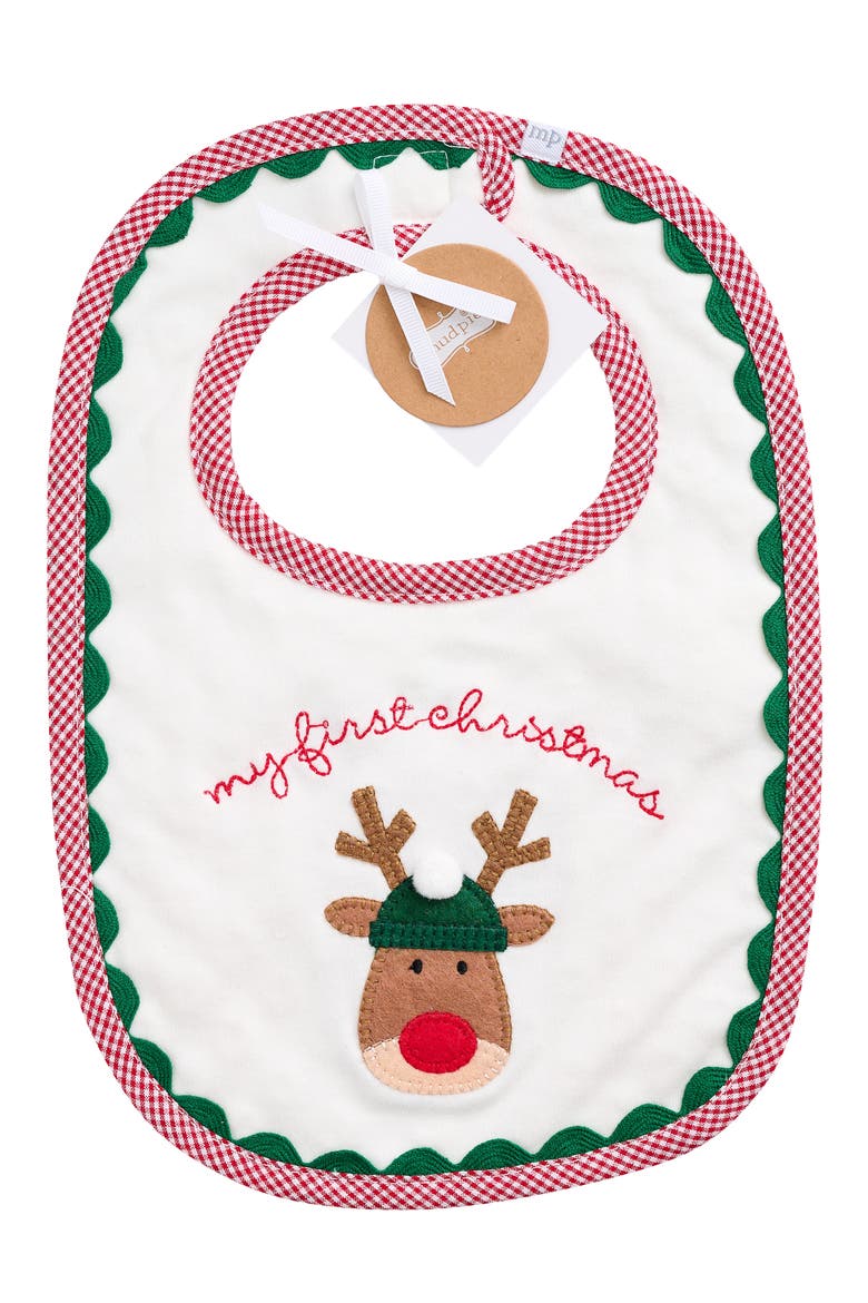 My First Christmas Bib, Alternate, color, RED