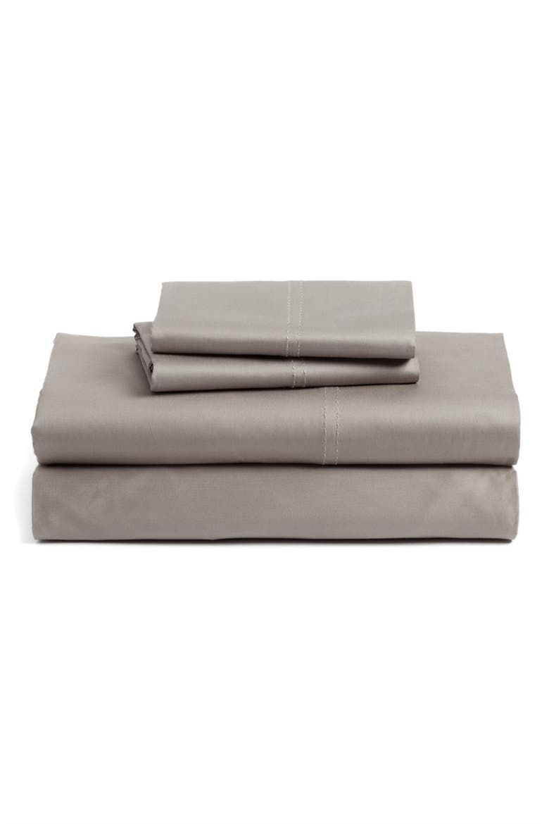 400 Thread Count Organic Cotton Sateen Sheet Set, Main, color, GREY FROST