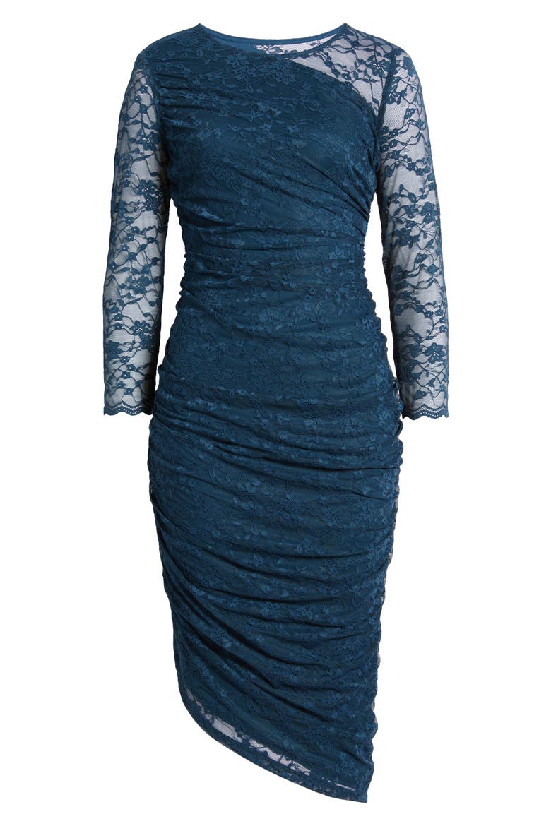 Long Sleeve Lace Body-Con Dress, Alternate, color, PEACOCK