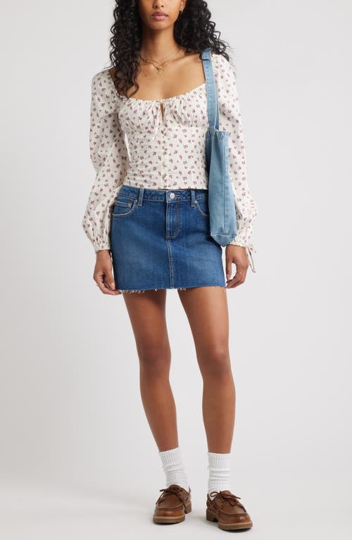 Bp. Long Sleeve Corset Cotton Crop Top In White
