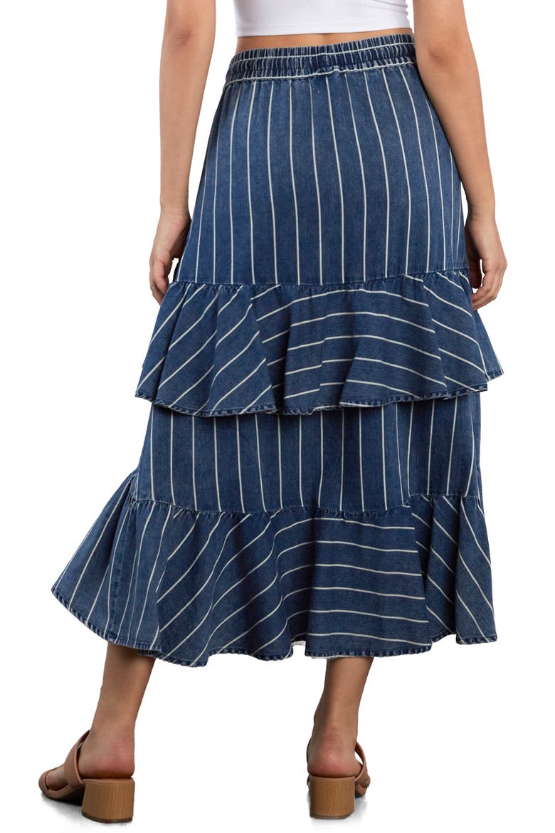 Moonlit Ruffle Midi Skirt, Alternate, color, INDIGO CABANA STRIPE