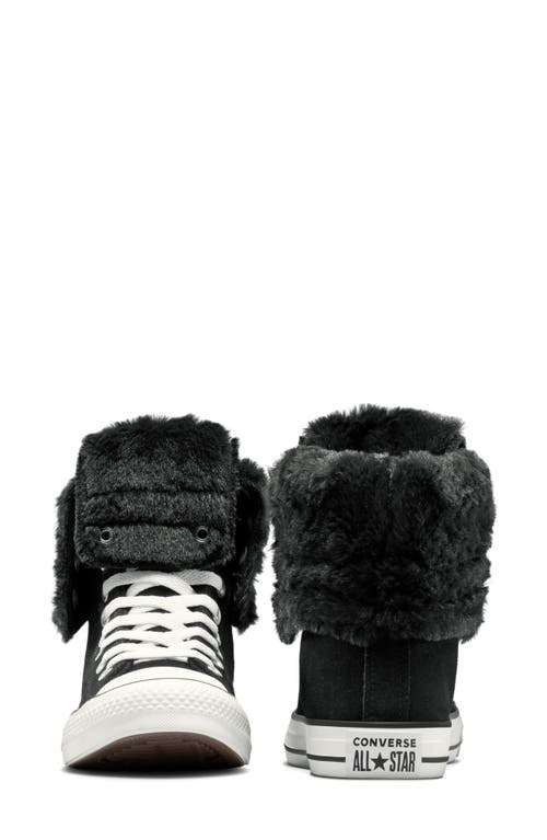 Converse Chuck Taylor All Star Faux Fur Foldover High Top Sneaker In Black