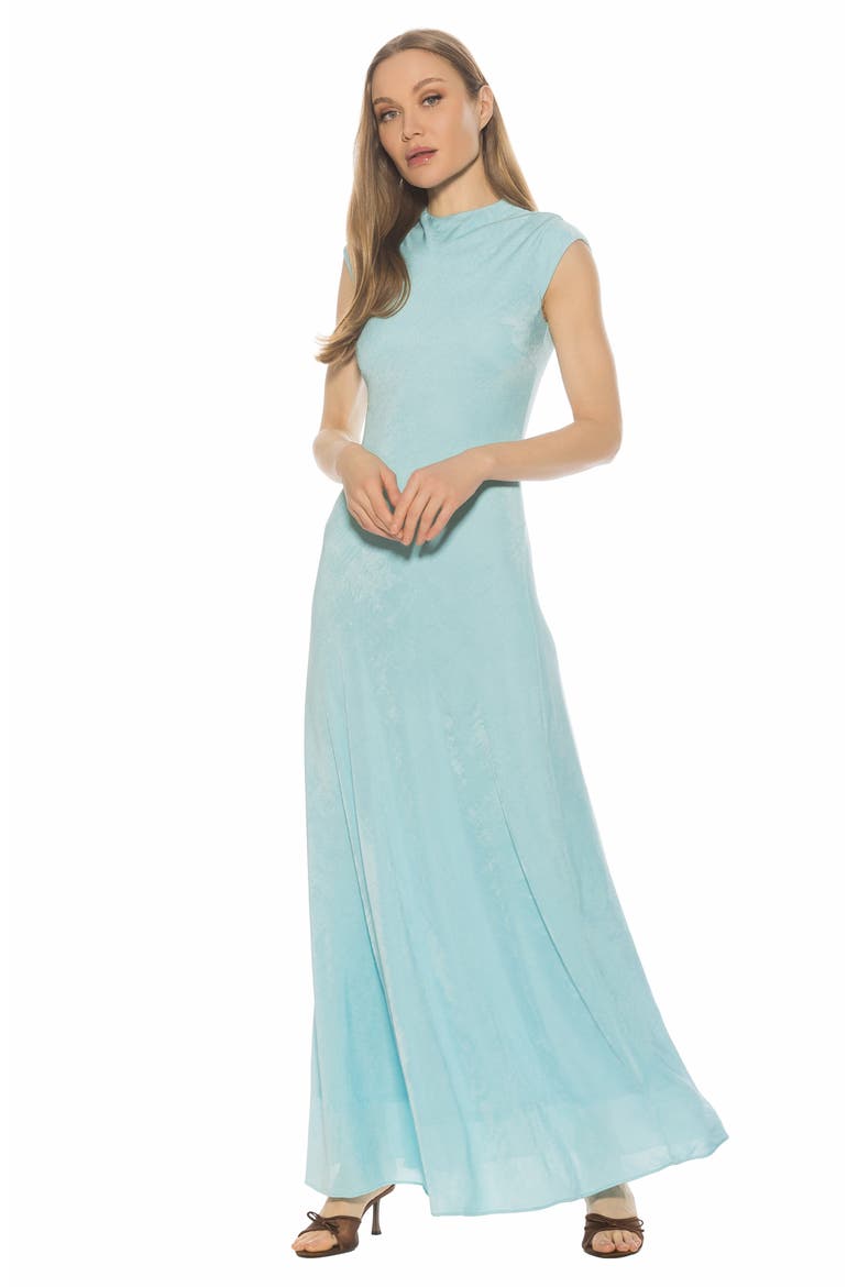 Nalani Mock Neck Maxi Dress, Alternate, color, HALOGEN BLUE