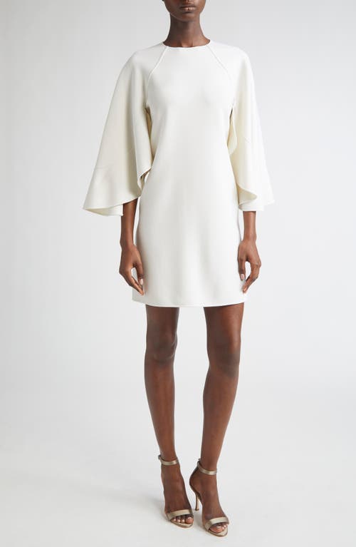 Michael Kors Cape-sleeve Stretch Wool Barathea Mini Dress In Neutral