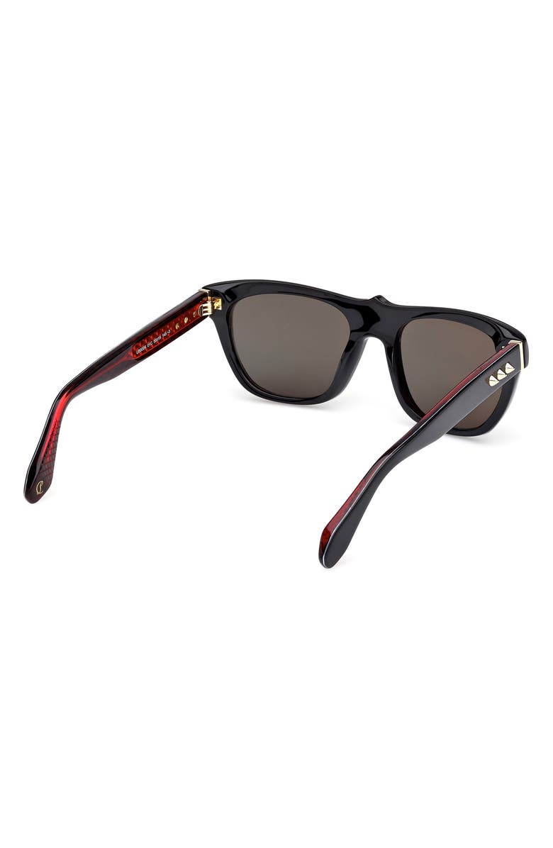 Christian Louboutin Georges 55mm Square Sunglasses, Alternate, color, Black/ Gold/ Zeiss Smoke/ Red