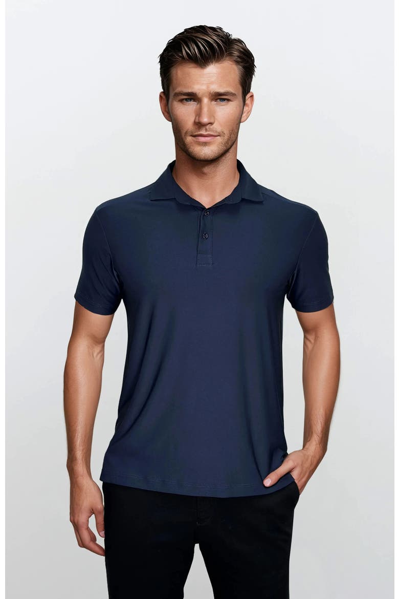 Wrinkle Resistant 3 Button Polo Shirt, Main, color, Navy